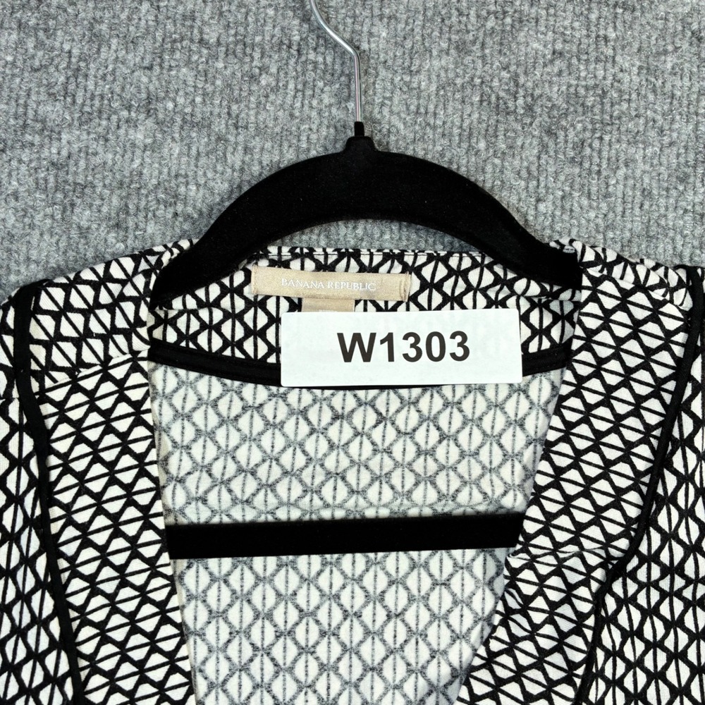 Banana Republic Wrap Dress Womens SP Black White Geometric‎ Jersey Knit Career - Picture 10 of 10